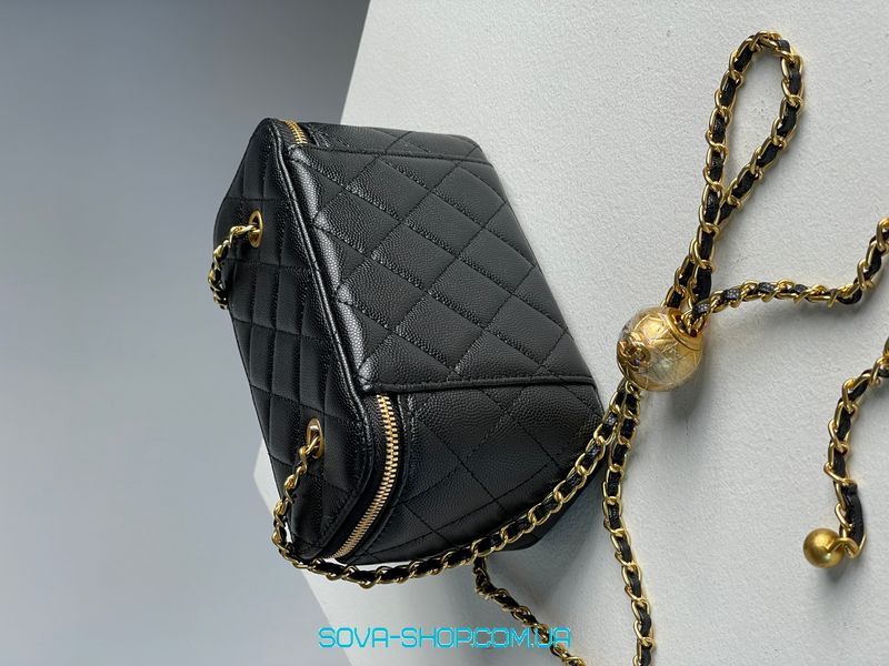 Жіноча сумка Chanel Classic Black Lambskin Pearl Crush Vanity Bag Premium фото