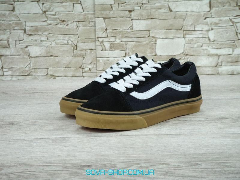 Женские кеды Old Skool Black White Gum Women V a n s фото