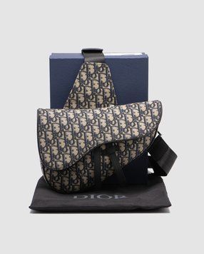 Чоловіча сумка сідло Christian Dior Saddle Bag Blue Dior Oblique Jacquard Premium фото