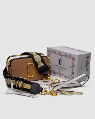 Женская сумка Marc Jacobs The Snapshot Dark Beige/Gold Premium фото