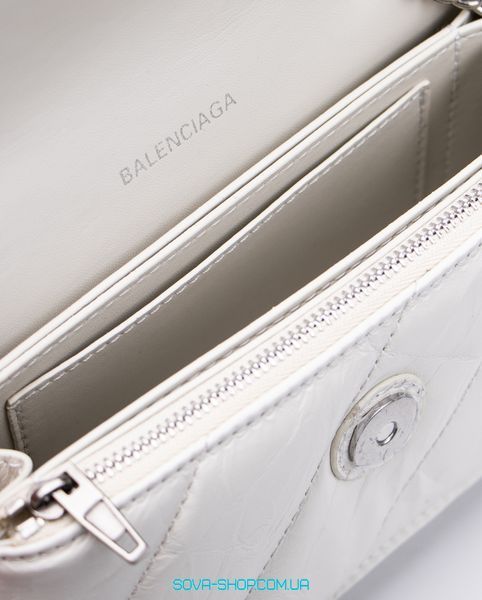 Жіноча сумка Balenciaga Crush Small Chain Bag Quilted in White\Silver Premium фото