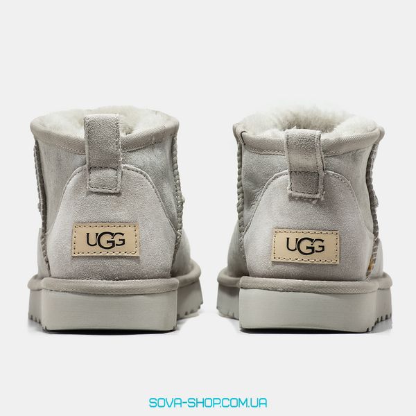 Женские зимние ботинки UGG Classic Ultra Mini Light Grey Premium фото