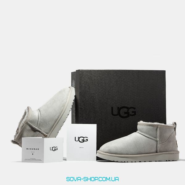 Женские зимние ботинки UGG Classic Ultra Mini Light Grey Premium фото