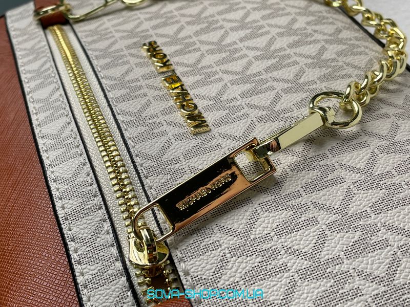 Женская сумка Michael Kors Jet Set Large Logo Crossbody Bag Ivory Premium фото