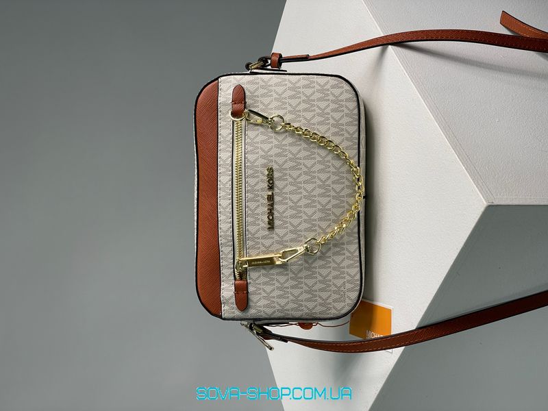 Жіноча сумка Michael Kors Jet Set Large Logo Crossbody Bag Ivory Premium фото