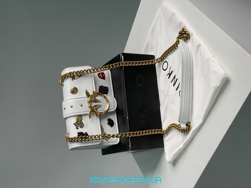 Жіноча сумка Pinko Mini Love Bag One Simply With Enamel Pin White Premium фото