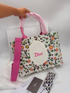 Женская сумка Christian Large Book Tote Pink Floral Embroidery Premium фото