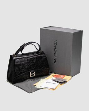 Жіноча сумка Balenciaga Crush Medium Handbag Crushed Calfskin in Black\Silver Premium фото