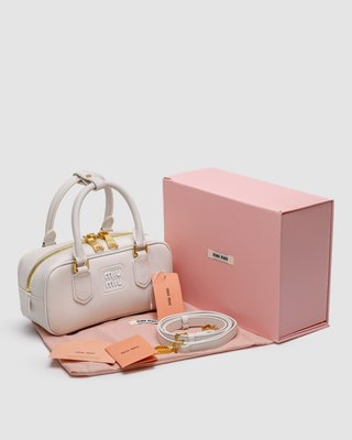 Жіноча сумка Miu Miu Arcadie Leather Bag Cream Premium фото