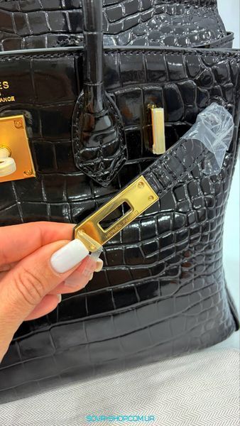 Жіноча сумка Hermes Birkin 30 Bag Gris Tourterelle Alligator NILOTICUS Noir Hardware Premium фото