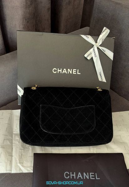 Женская сумка Chanel Maxi Flap Bag 32 Suede in Gold Premium фото