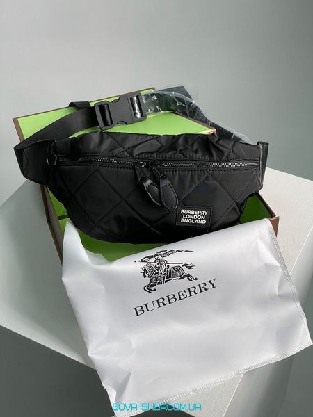 Мужская бананка Burberry Black Quilted Fabric Medium Sonny Belt Bag Premium фото