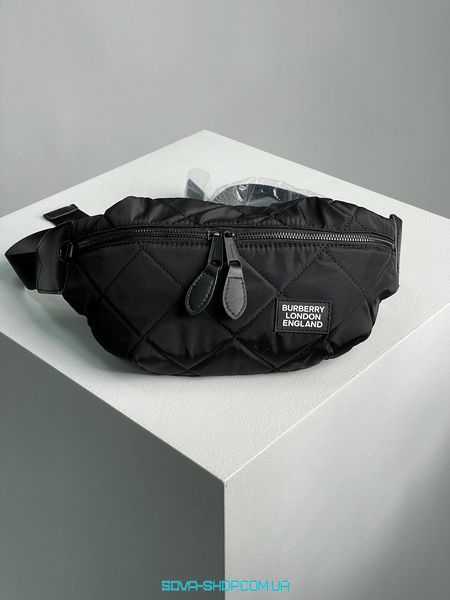 Мужская бананка Burberry Black Quilted Fabric Medium Sonny Belt Bag Premium фото