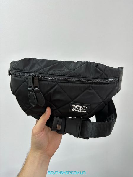 Мужская бананка Burberry Black Quilted Fabric Medium Sonny Belt Bag Premium фото