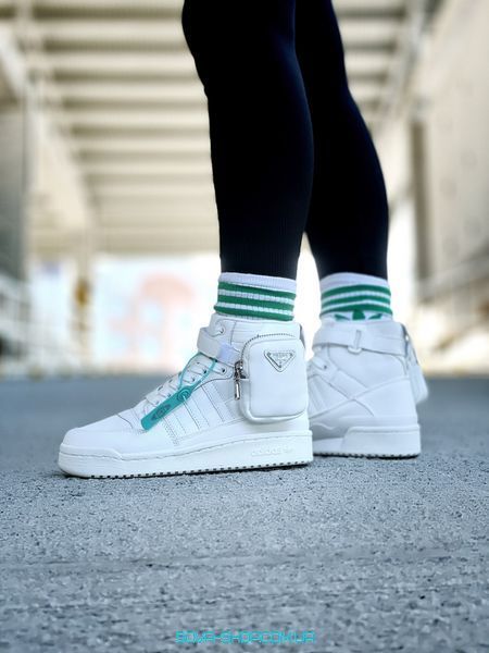 Жіночі кросівки жіночі Prada x Adidas Forum Low Re-Nylon White фото