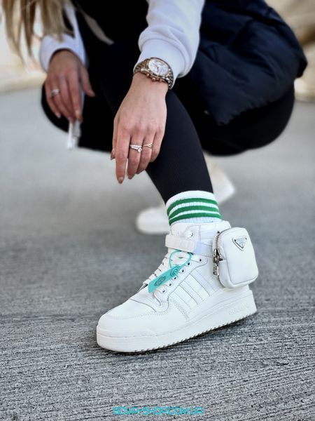 Жіночі кросівки жіночі Prada x Adidas Forum Low Re-Nylon White фото