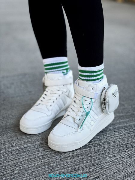 Жіночі кросівки жіночі Prada x Adidas Forum Low Re-Nylon White фото