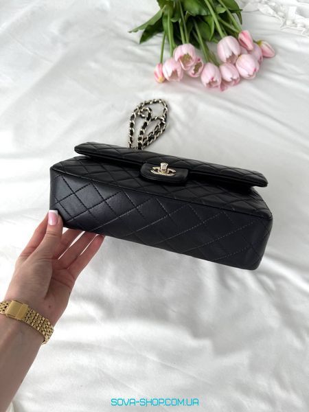 Жіноча сумка Chanel Classic 2.55 Medium Double Flap in Black Silver Premium фото