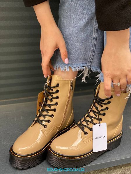 Жіночі зимові ботинки Dr.Martens Jadon Beige Patent фото