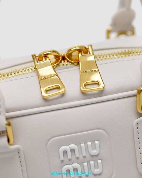 Жіноча сумка Miu Miu Arcadie Leather Bag Cream Premium фото