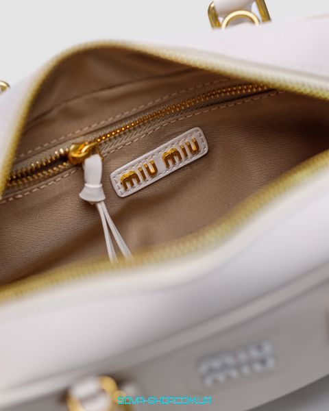 Жіноча сумка Miu Miu Arcadie Leather Bag Cream Premium фото