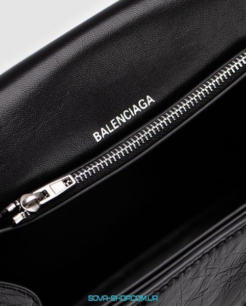 Жіноча сумка Balenciaga Crush Medium Handbag Crushed Calfskin in Black\Silver Premium фото