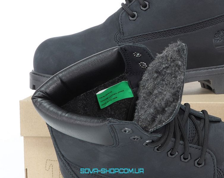 Мужские зимние ботинки (шерстяной мех) Timberland CLASSIC PREMIUM NUBUCK WATERPROOF Black фото