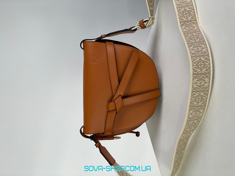 Жіноча сумка Loewe Gate Small leather and Jacquard Shoulder Bag Brown Premium фото