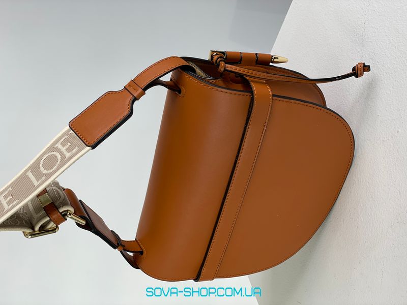 Женская сумка Loewe Gate Small leather and Jacquard Shoulder Bag Brown Premium фото