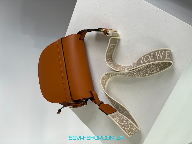 Жіноча сумка Loewe Gate Small leather and Jacquard Shoulder Bag Brown Premium фото