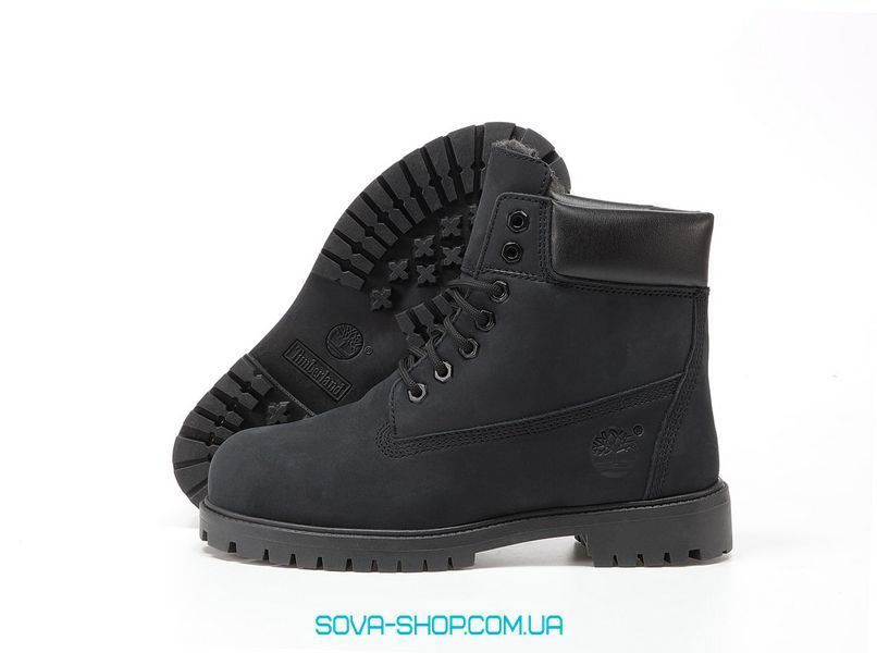 Мужские зимние ботинки (шерстяной мех) Timberland CLASSIC PREMIUM NUBUCK WATERPROOF Black фото