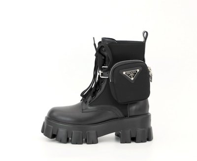 Зимові жіночі ботинки (Натуральна шкіра) PRADA Milano Monolith Black Premium фото