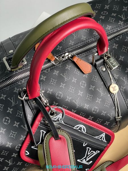 Унисекс сумка Louis Vuitton Keepall Bandouliere Bag Limited Edition Patchwork Monogram Eclipse 50 Premium фото