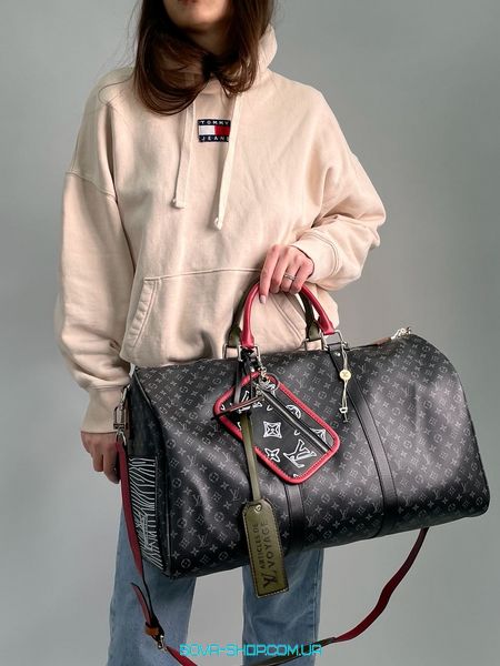 Унисекс сумка Louis Vuitton Keepall Bandouliere Bag Limited Edition Patchwork Monogram Eclipse 50 Premium фото