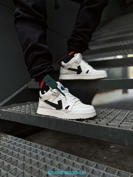 Жіночі та чоловічі кросівки OFF-WHITE Sponge Mid Top Cloud White Black Original Box фото