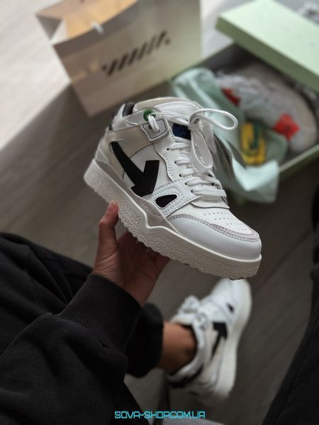 Жіночі та чоловічі кросівки OFF-WHITE Sponge Mid Top Cloud White Black Original Box фото