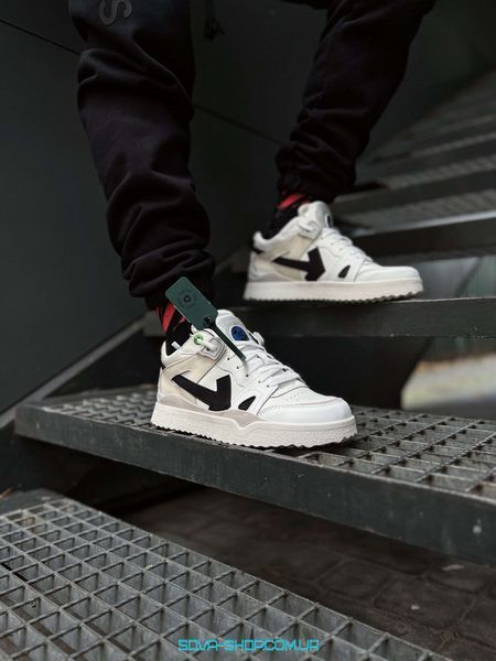 Жіночі та чоловічі кросівки OFF-WHITE Sponge Mid Top Cloud White Black Original Box фото