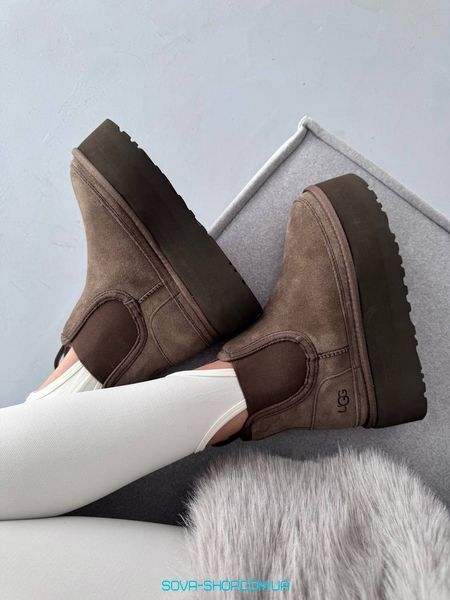 Жіночі зимові ботинки UGG Neumel Chelsea HICKORY Platform PREMIUM фото