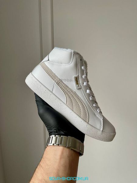 Жіночі зимові кросівки Puma Corduroy Classic Mid White Хутро фото