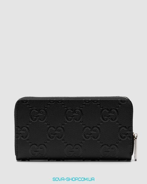 Гаманець Gucci Wallet Black Embossed Leather Premium фото