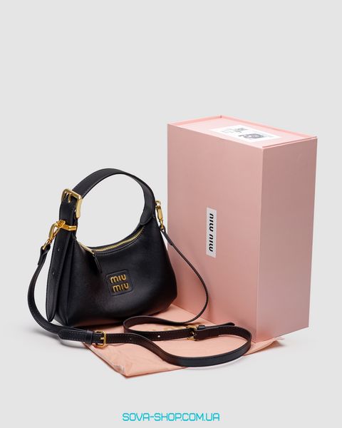 Женская сумка Miu Miu Leather Hobo Bag Black Premium фото