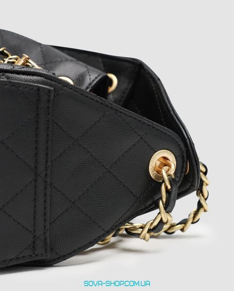 Женская сумка Chanel 25 Mini Handbag in Grained Calfskin Black/Gold Premium фото