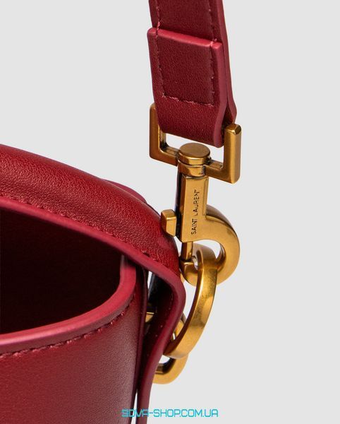 Жіноча сумка Yves Saint Laurent Medium Le 37 Shiny Leather Bucket Bag Burgundy Premium фото