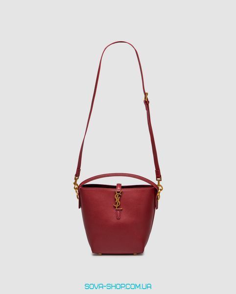 Жіноча сумка Yves Saint Laurent Medium Le 37 Shiny Leather Bucket Bag Burgundy Premium фото