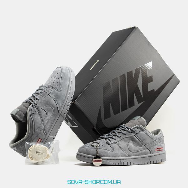 Чоловічі кросівки Supreme x Nike SB Dunk Low Suede Grey фото