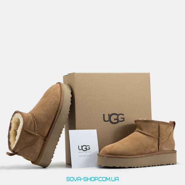 Женские зимние ботинки UGG Ultra Mini Platform Chestnut Premium фото