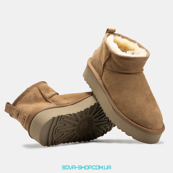 Женские зимние ботинки UGG Ultra Mini Platform Chestnut Premium фото