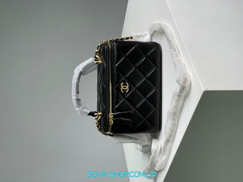 Жіноча сумка Chanel Classic Black Lambskin Pearl Crush Vanity Bag Premium фото