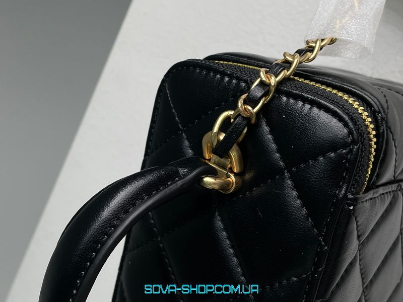 Жіноча сумка Chanel Classic Black Lambskin Pearl Crush Vanity Bag Premium фото