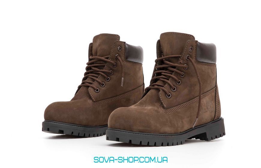 Мужские зимние ботинки (шерстяной мех) Timberland CLASSIC PREMIUM NUBUCK WATERPROOF Brown фото